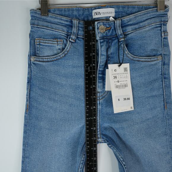 Zara Jeans Womens 4 High Rise Ankle Length 25x27 Light Wash New With Tags - Picture 8 of 11